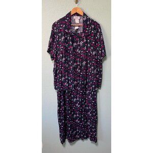 Vintage Los Angeles Woman Women's Dress and Cover Floral Navy Set Size‎ 16
